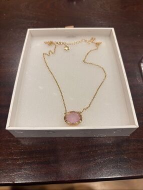 Gold Necklace with Pink Pendant